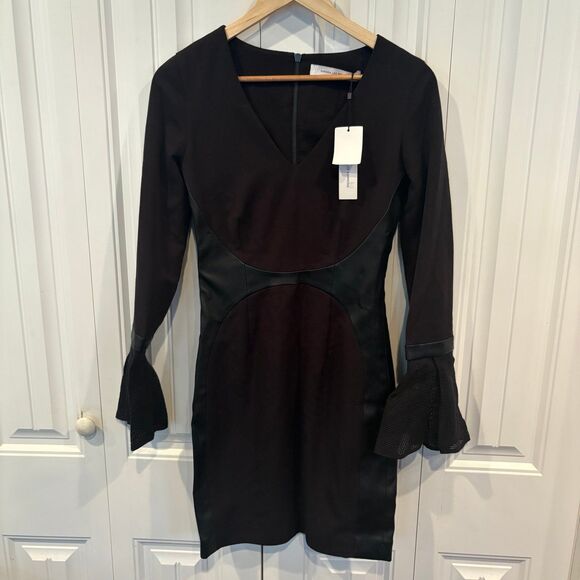 Kimora Lee Simons The Hugo Black Lambskin Dress Size 0 - Picture 1 of 10
